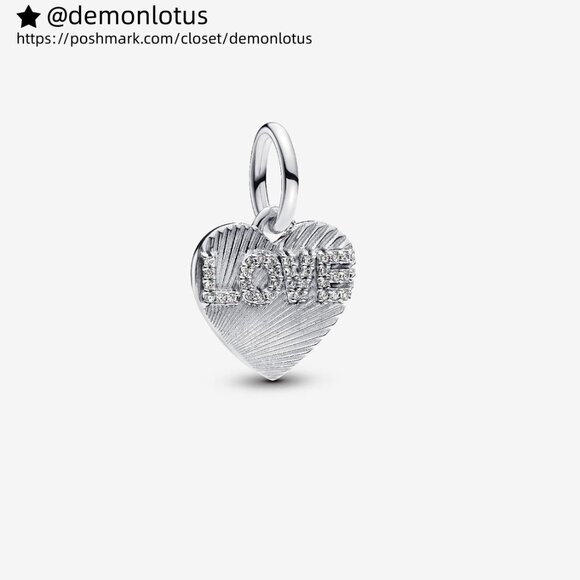 Pandora Engravable Love Heart Dangle Charm - Picture 1 of 8